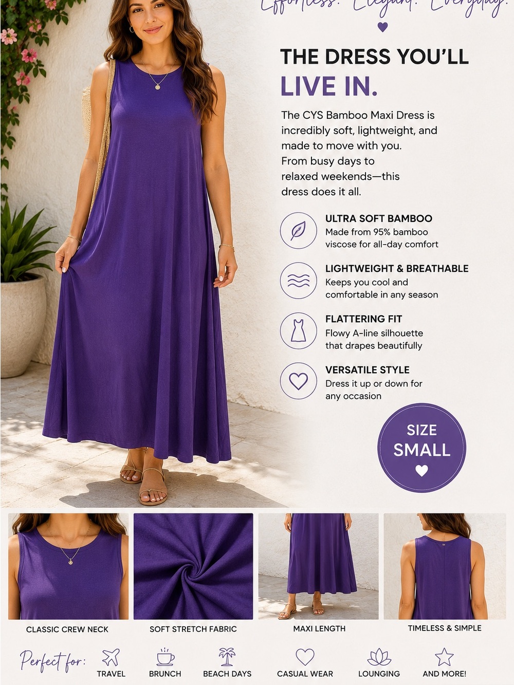 Bamboo Maxi Dress — Purple